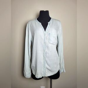 Women's Country Button Down Shirt Western Rodeo Cowgirl Farm Lace Denim Medium